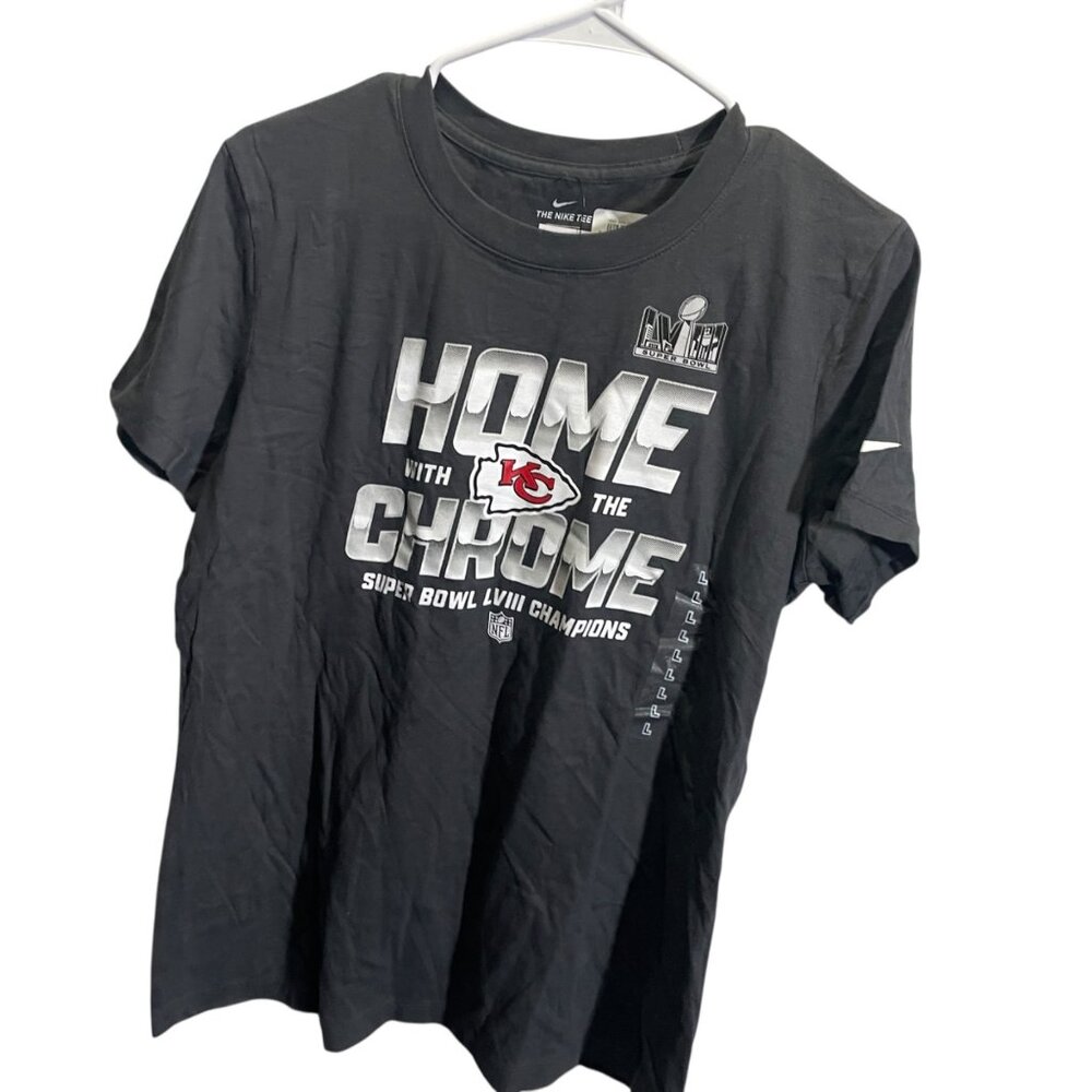 Nike Womens Large Super Bowl LVIII Kansas City Chiefs Black Tee - Picture 2 of 4